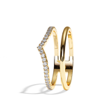 Bague double anneau or jaune - Réconfortante pavée