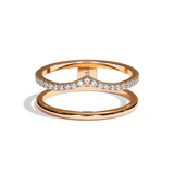 Bague double anneau or jaune - Réconfortante pavée