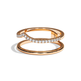Bague double anneau or jaune - Réconfortante pavée