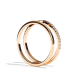 Bague double anneau or jaune - Réconfortante pavée