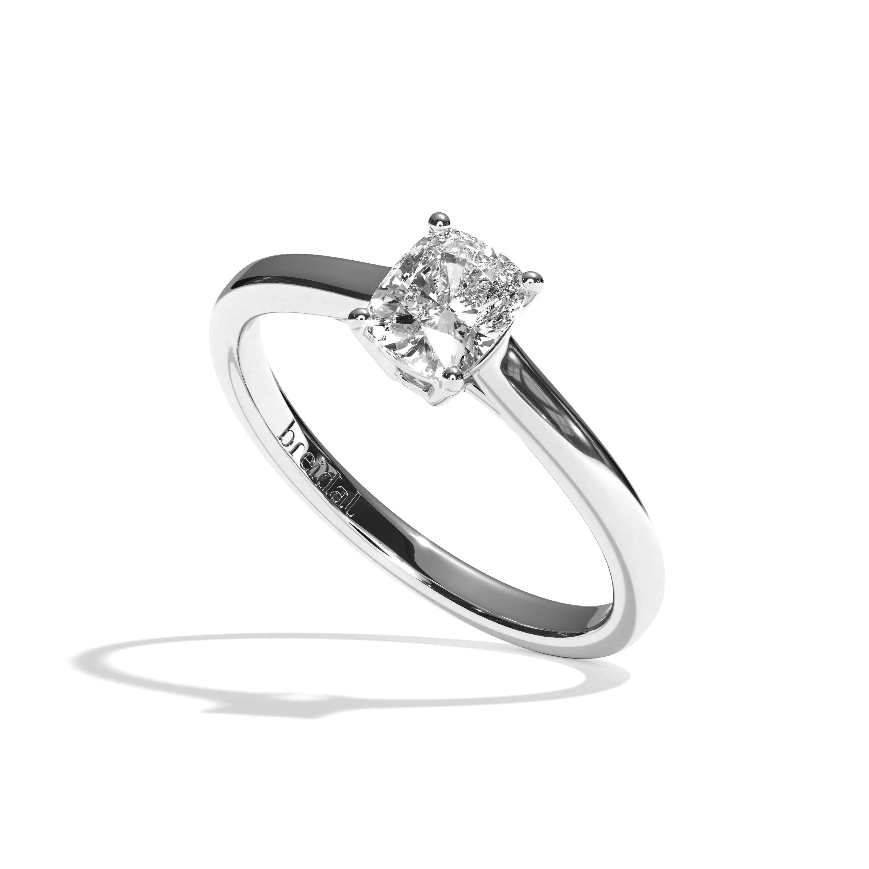 Bague solitaire diamant coussin platine - Précieuse