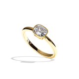 Bague solitaire diamant coussin or blanc - Élégante