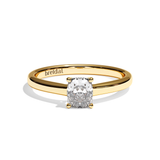 Bague solitaire diamant coussin or jaune - Précieuse