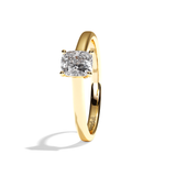 Bague solitaire diamant coussin or jaune - Précieuse