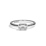 Bague solitaire diamant émeraude platine - Élégante