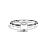 Bague solitaire diamant émeraude platine - Précieuse