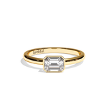 Bague solitaire diamant émeraude platine - Élégante