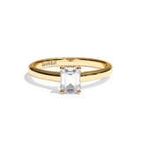 Bague solitaire diamant émeraude platine - Précieuse