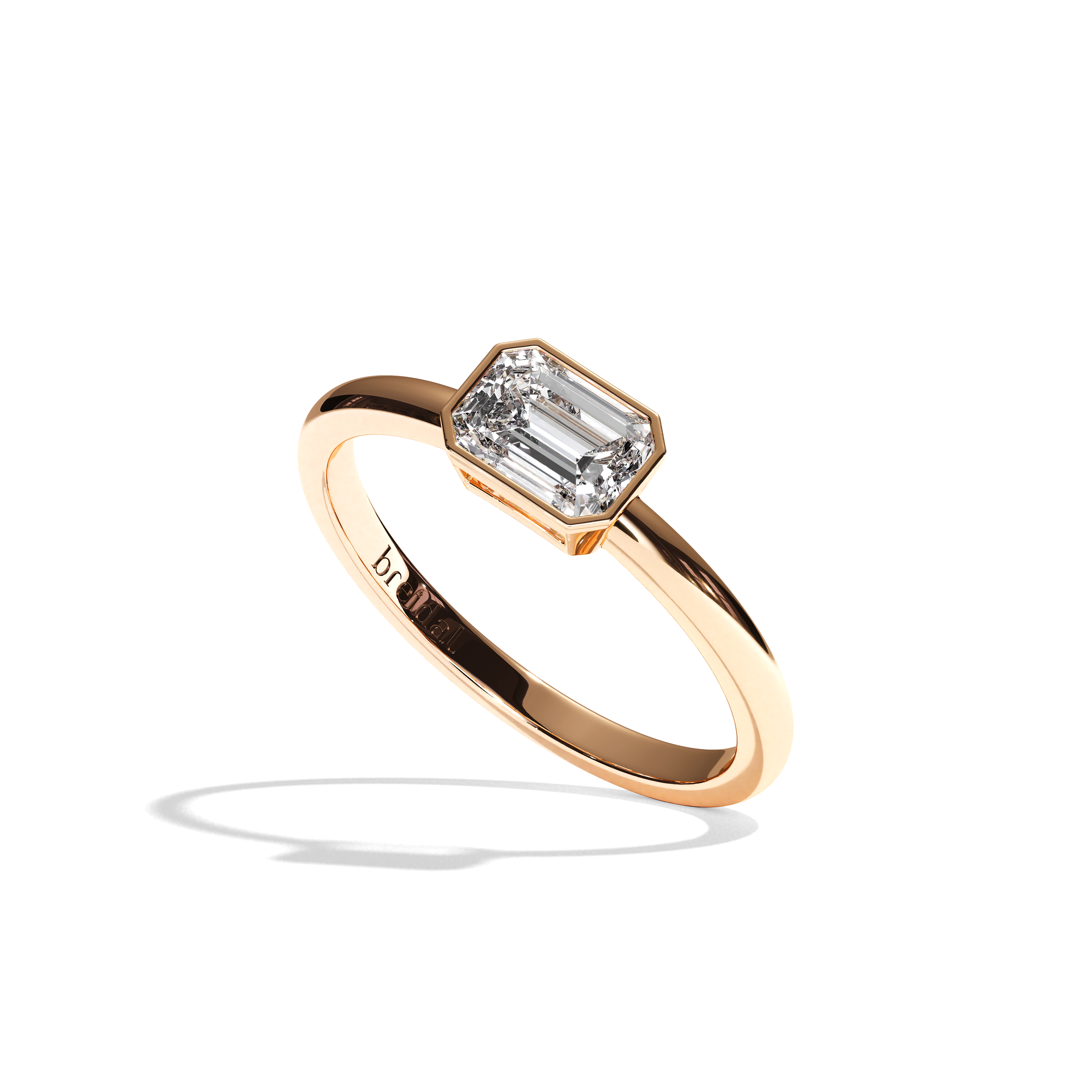 Bague solitaire diamant émeraude or jaune - Élégante