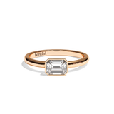 Bague solitaire diamant émeraude platine - Élégante