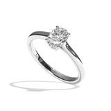 Bague solitaire diamant oval or blanc - Précieuse