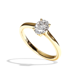 Bague solitaire diamant oval or blanc - Précieuse