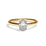 Bague solitaire diamant oval or blanc - Précieuse