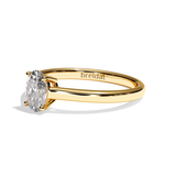 Bague solitaire diamant oval or blanc - Précieuse