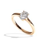 Bague solitaire diamant oval or blanc - Précieuse