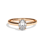 Bague solitaire diamant oval or blanc - Précieuse