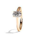 Bague solitaire diamant oval or blanc - Précieuse