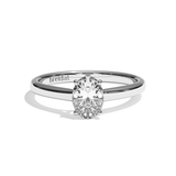 Bague solitaire diamant oval or blanc - Précieuse