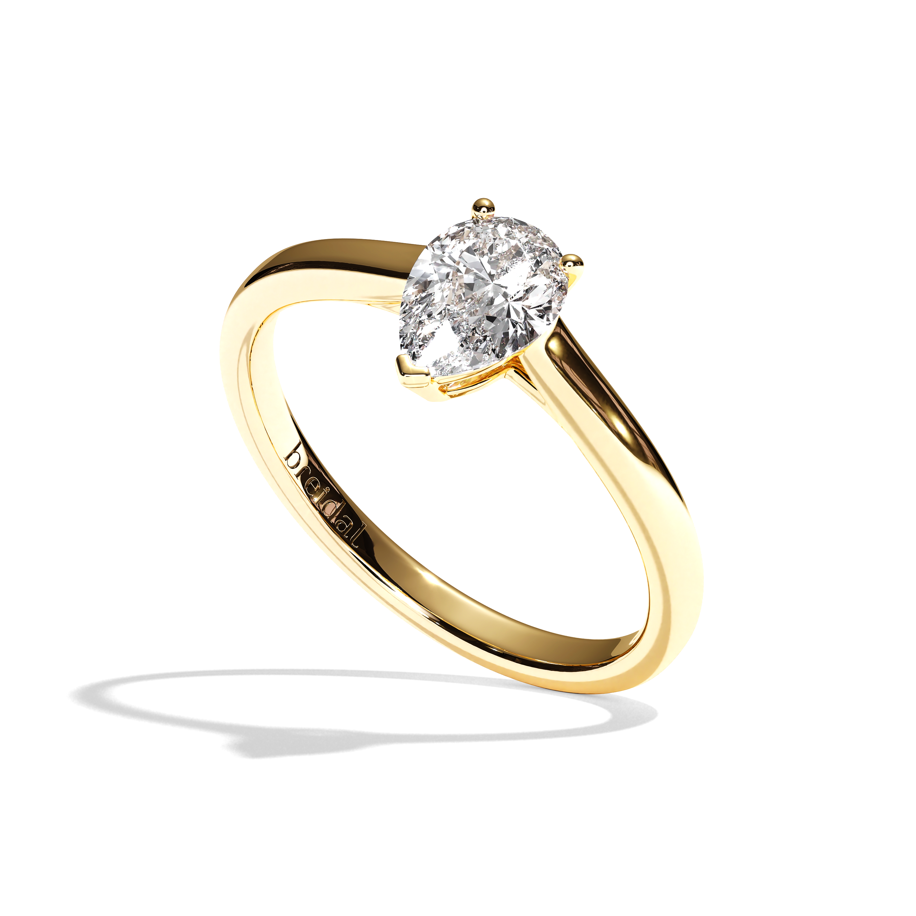Bague solitaire diamant poire platine - Précieuse