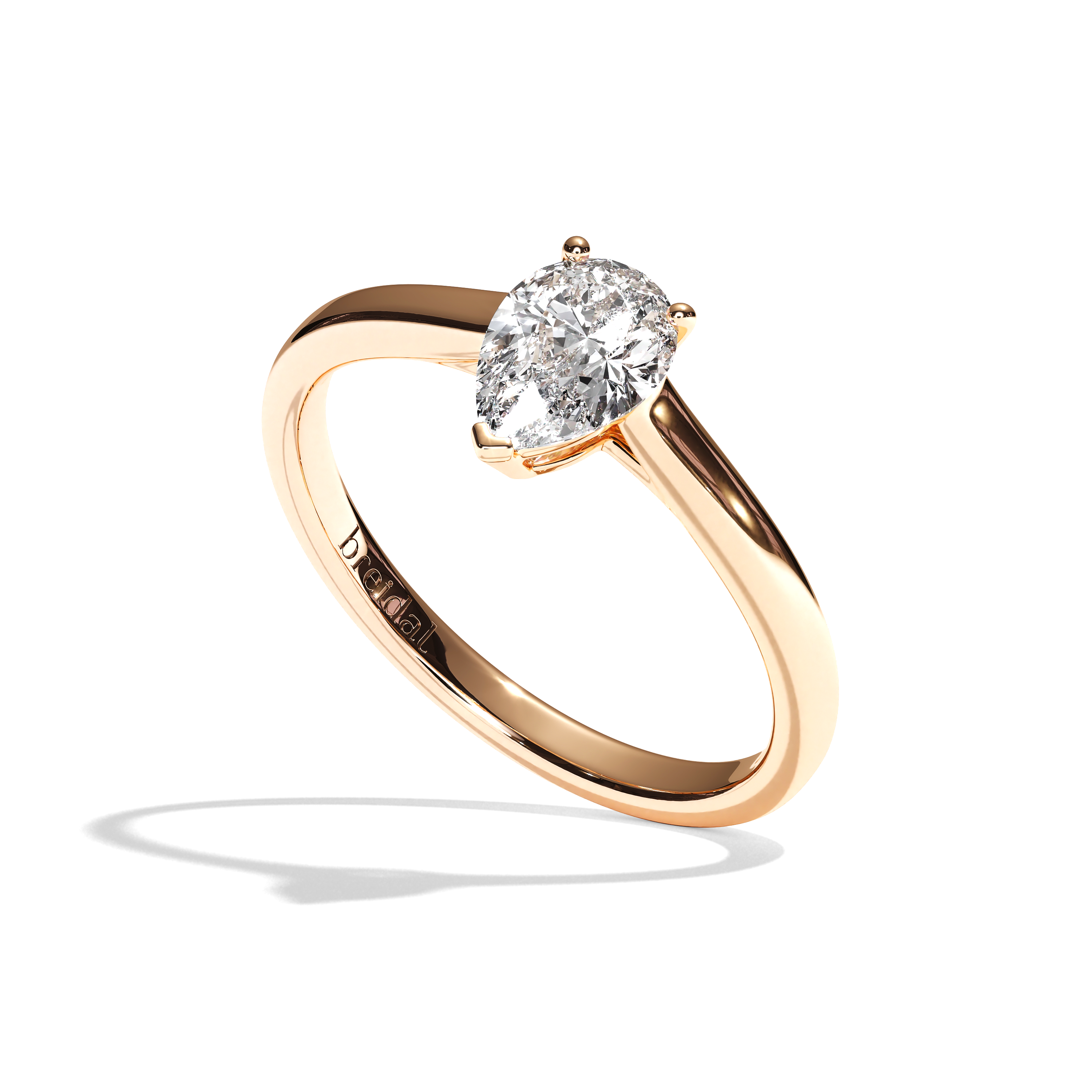 Bague solitaire diamant poire platine - Précieuse