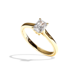 Bague solitaire diamant radiant or jaune - Précieuse