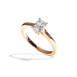 Bague solitaire diamant radiant or jaune - Précieuse