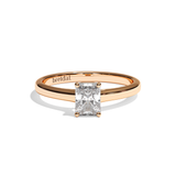Bague solitaire diamant radiant or jaune - Précieuse