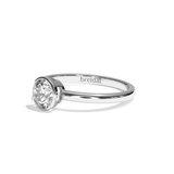 Bague solitaire diamant rond platine - Élégante