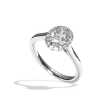 Bague solitaire halo diamant ovale platine - Amoureuse