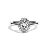 Bague solitaire halo diamant ovale platine - Amoureuse