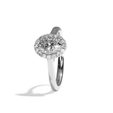 Bague solitaire halo diamant ovale platine - Amoureuse