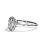 Bague solitaire halo diamant ovale platine - Amoureuse