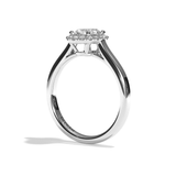 Bague solitaire halo diamant ovale platine - Amoureuse