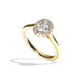 Bague solitaire halo diamant ovale platine - Amoureuse