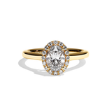 Bague solitaire halo diamant ovale platine - Amoureuse