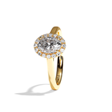Bague solitaire halo diamant ovale platine - Amoureuse