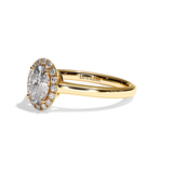 Bague solitaire halo diamant ovale platine - Amoureuse