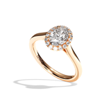 Bague solitaire halo diamant ovale platine - Amoureuse