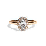 Bague solitaire halo diamant ovale platine - Amoureuse