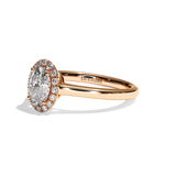 Bague solitaire halo diamant ovale platine - Amoureuse
