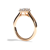 Bague solitaire halo diamant ovale platine - Amoureuse