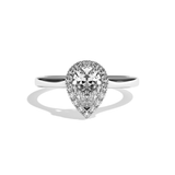 Bague solitaire halo diamant poire or jaune - Amoureuse