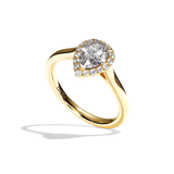 Bague solitaire halo diamant poire or jaune - Amoureuse