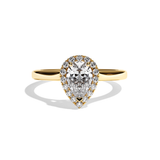 Bague solitaire halo diamant poire or jaune - Amoureuse
