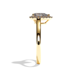 Bague solitaire halo diamant poire or jaune - Amoureuse