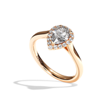 Bague solitaire halo diamant poire or jaune - Amoureuse