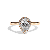 Bague solitaire halo diamant poire or jaune - Amoureuse