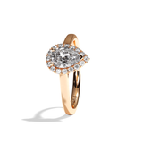 Bague solitaire halo diamant poire or jaune - Amoureuse