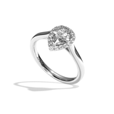 Bague solitaire halo diamant poire or jaune - Amoureuse