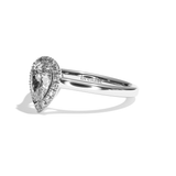 Bague solitaire halo diamant poire or jaune - Amoureuse